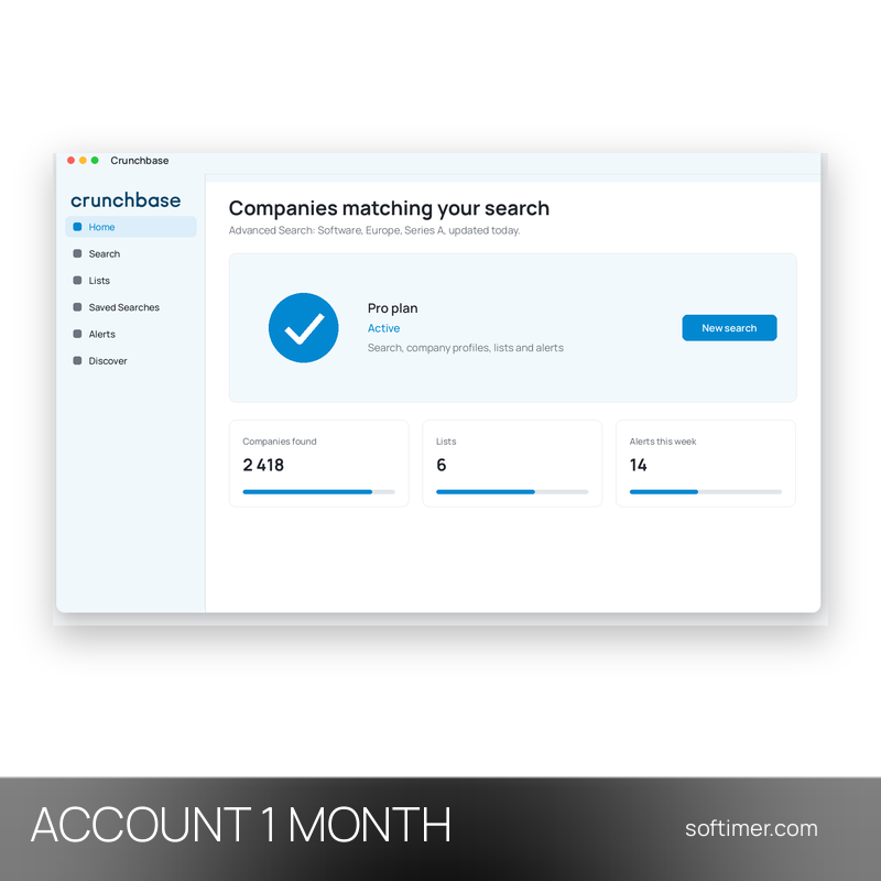 Crunchbase Pro (no data export) - 1 Month - ACCOUNT