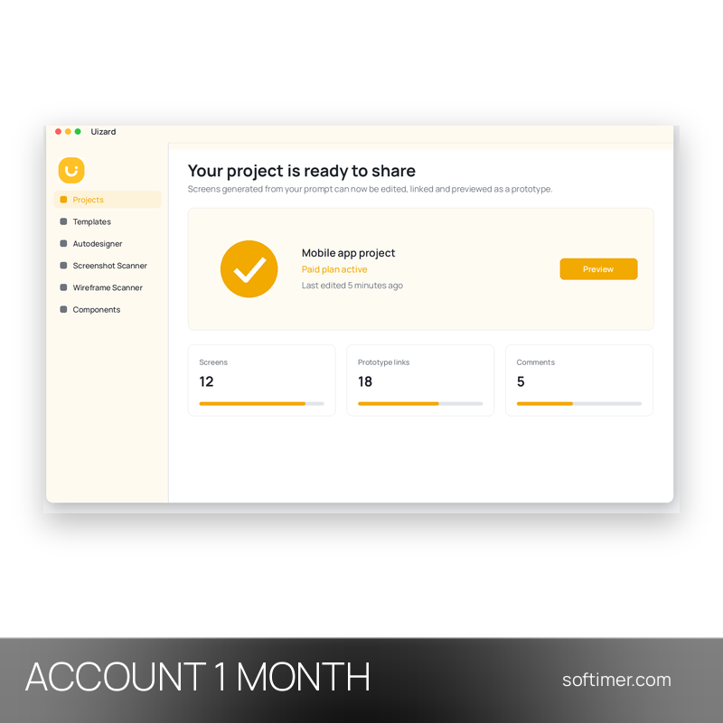 Uizard Premium - 1 Monat - ACCOUNT