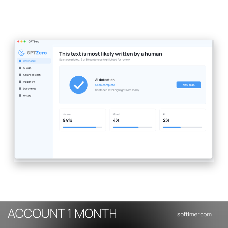 GPTZero Premium - 1 Month - ACCOUNT