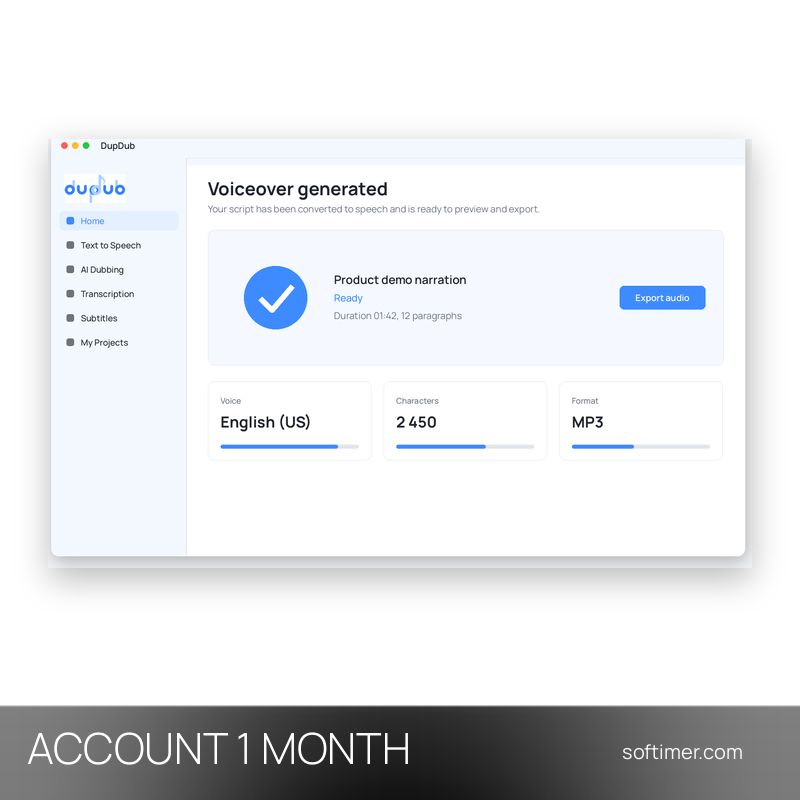 DupDub Personal - 1 Monat - ACCOUNT