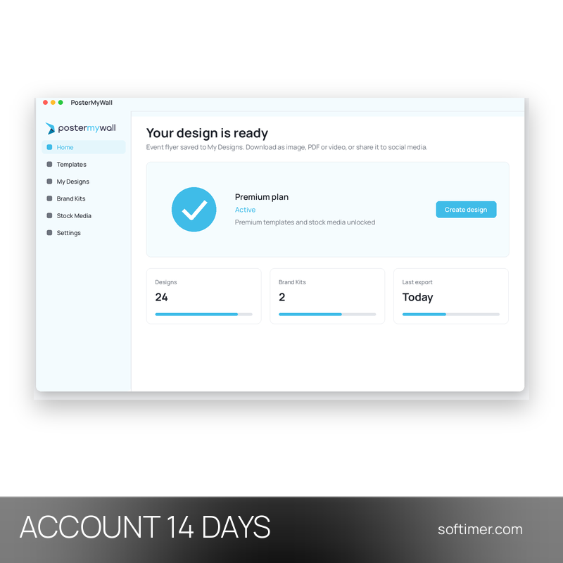 PosterMyWall Premium Plus - 14 дней - ACCOUNT