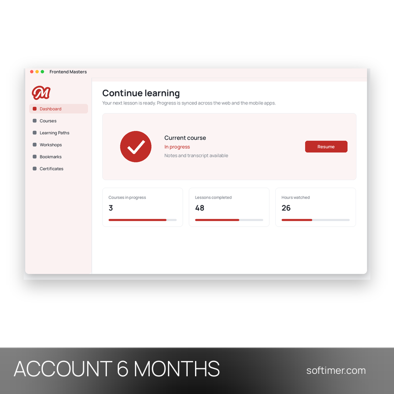 Frontend Masters - 6 mesi - ACCOUNT