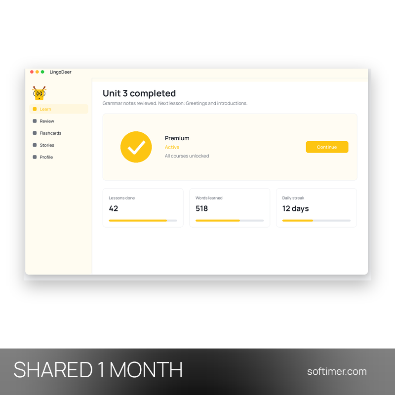 LingoDeer Premium - 1 mese - ACCOUNT condiviso