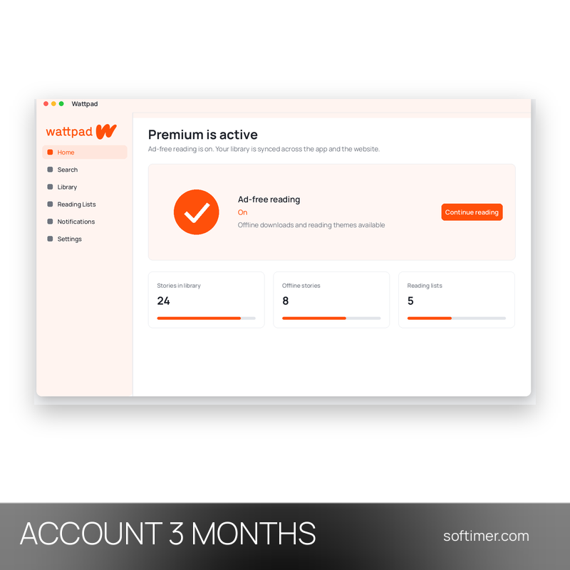 Wattpad Premium - 3 mois - ACCOUNT