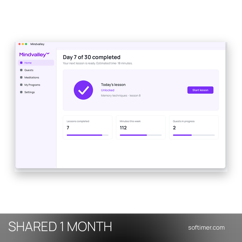 Mindvalley Premium - 1 месяц - Общий ACCOUNT