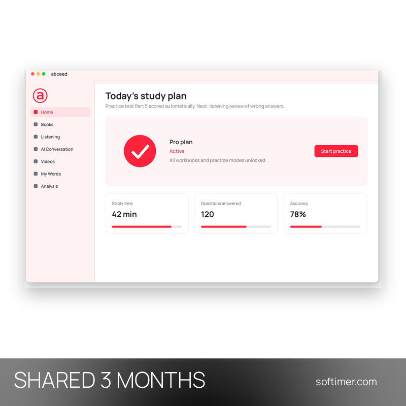 abceed Pro - 3 месяца - Общий ACCOUNT
