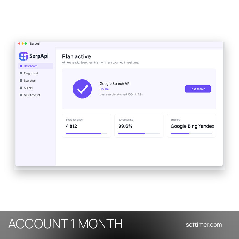SerpApi Big Data (30.000 Suchanfragen) - 1 Monat - ACCOUNT