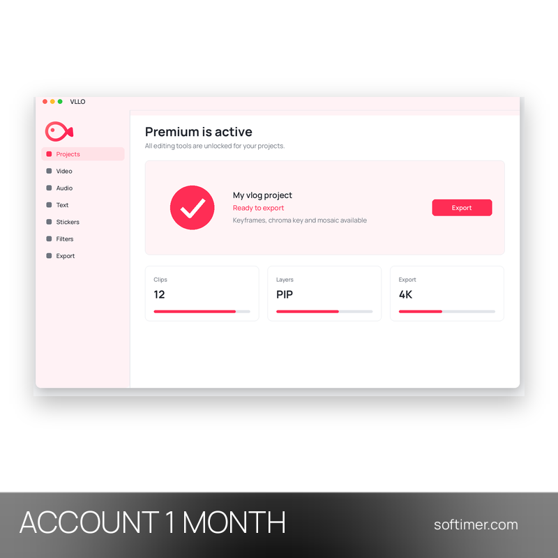 VLLO Video Editor Premium - 1 Monat - ACCOUNT