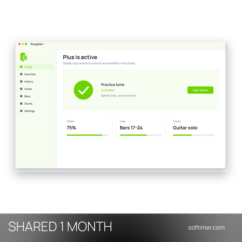 Songsterr Plus - 1 Month - Shared ACCOUNT