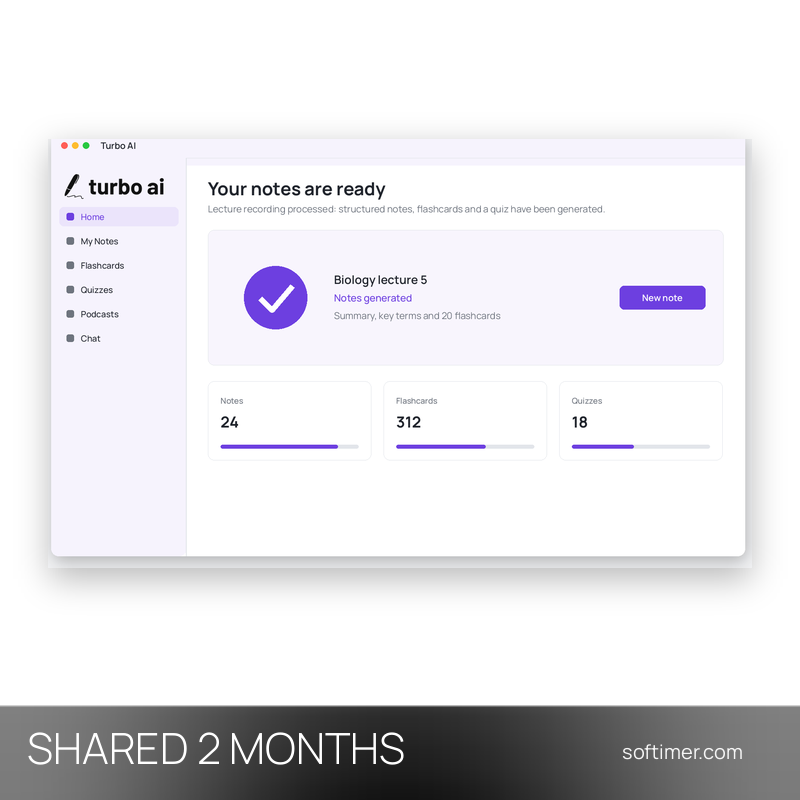 TurboLearn AI Unlimited - 2 Monate - Geteilter ACCOUNT