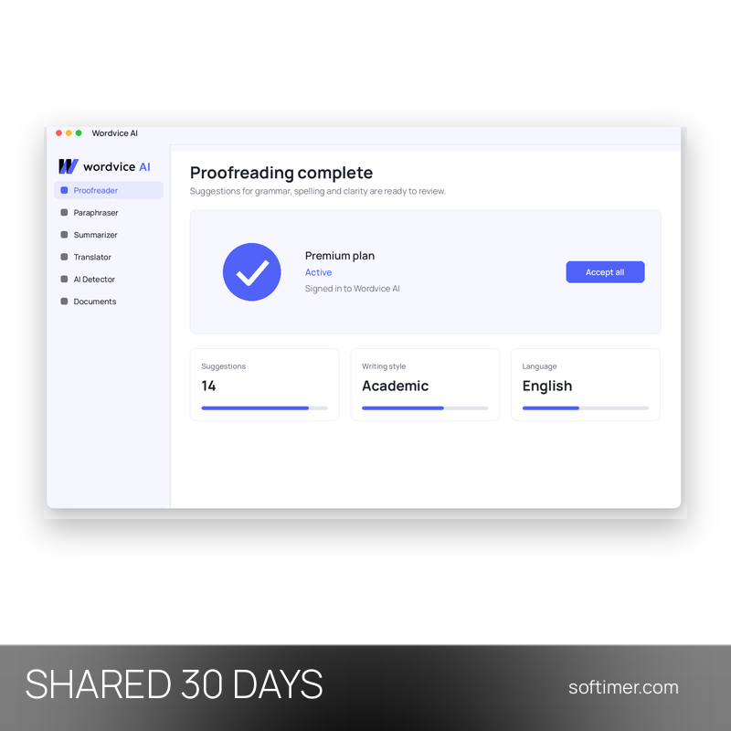 Wordvice AI Premium - 30 дней - Общий ACCOUNT