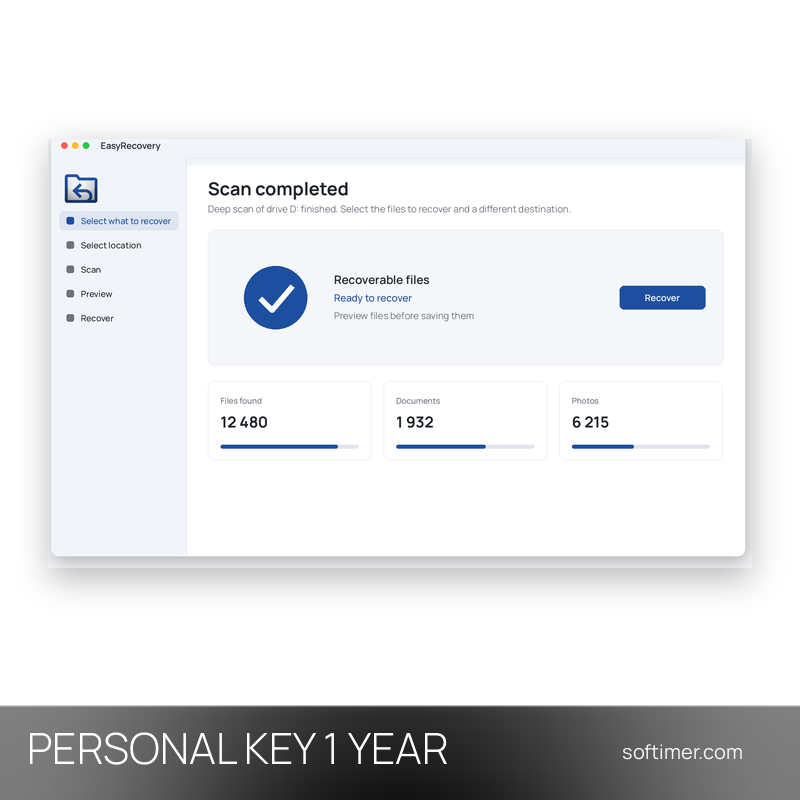 Ontrack EasyRecovery Personal - CLÉ de licence 1 an - Mac