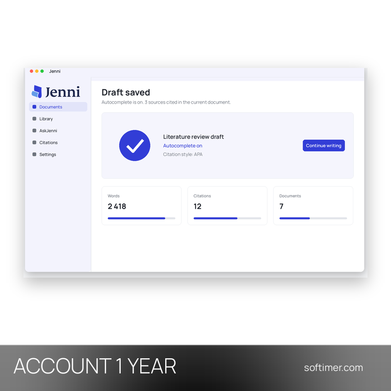 Jenni AI - 1 год - ACCOUNT