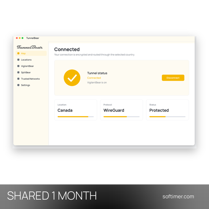 TunnelBear VPN Premium - 1 mese - ACCOUNT condiviso