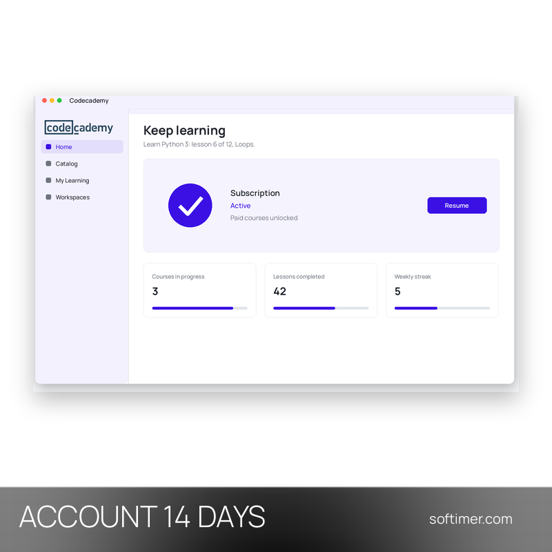 Codecademy - 14 Days - ACCOUNT