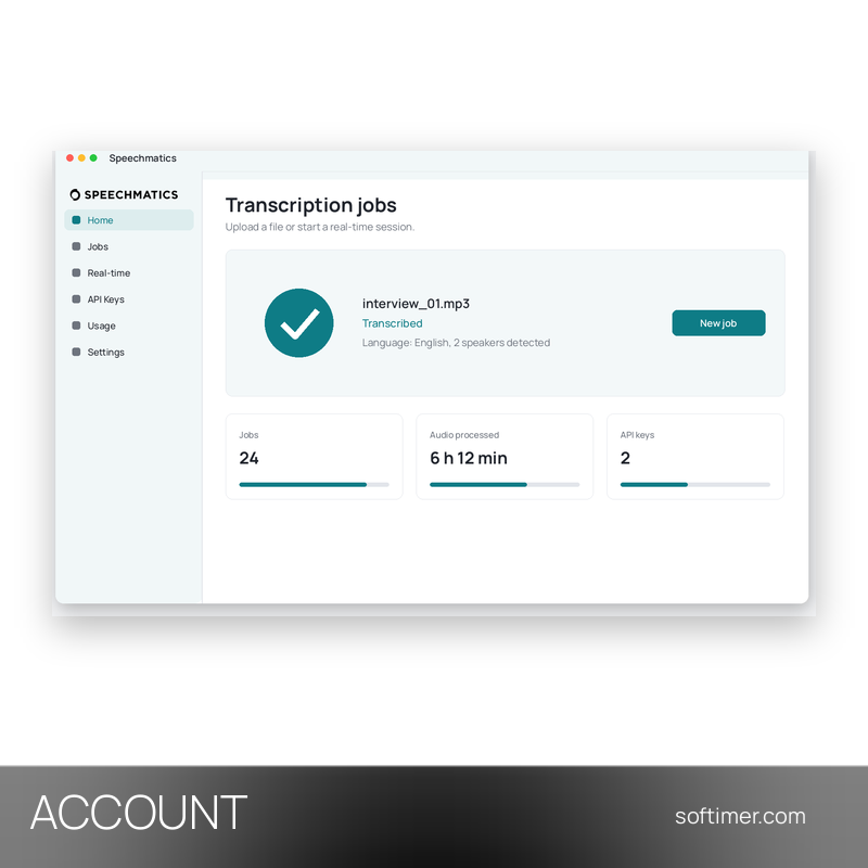 Speechmatics $200 API Credit - ACCOUNT