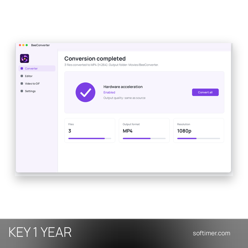 AmoyShare BeeConverter Pro - CHIAVE di licenza 1 anno - Mac