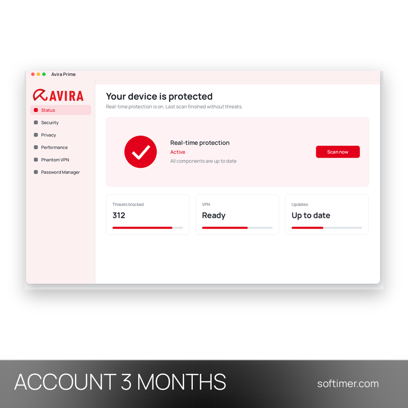 Avira Prime - 5 устройств / 3 месяца - ACCOUNT