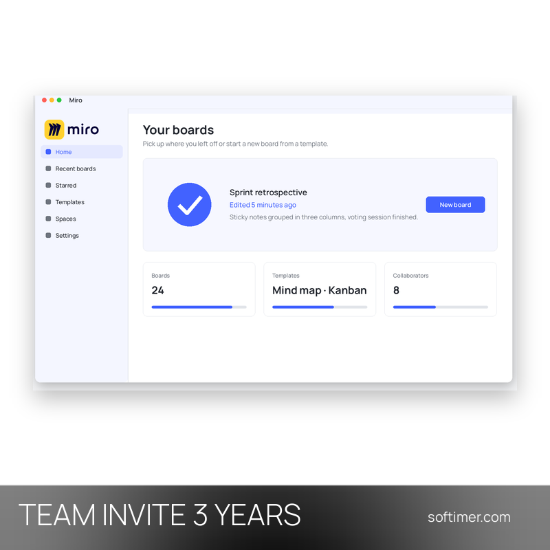 Miro - 3 Years TEAM INVITATION - Web / Windows