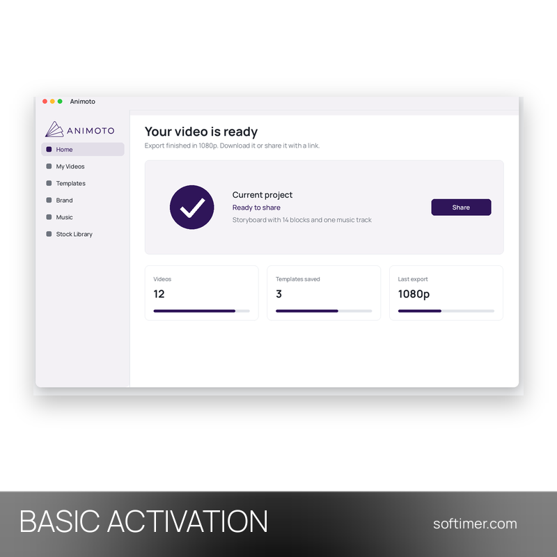 Animoto Basic - AKTIVIERUNG auf Ihrem Konto 1 Jahr - Web