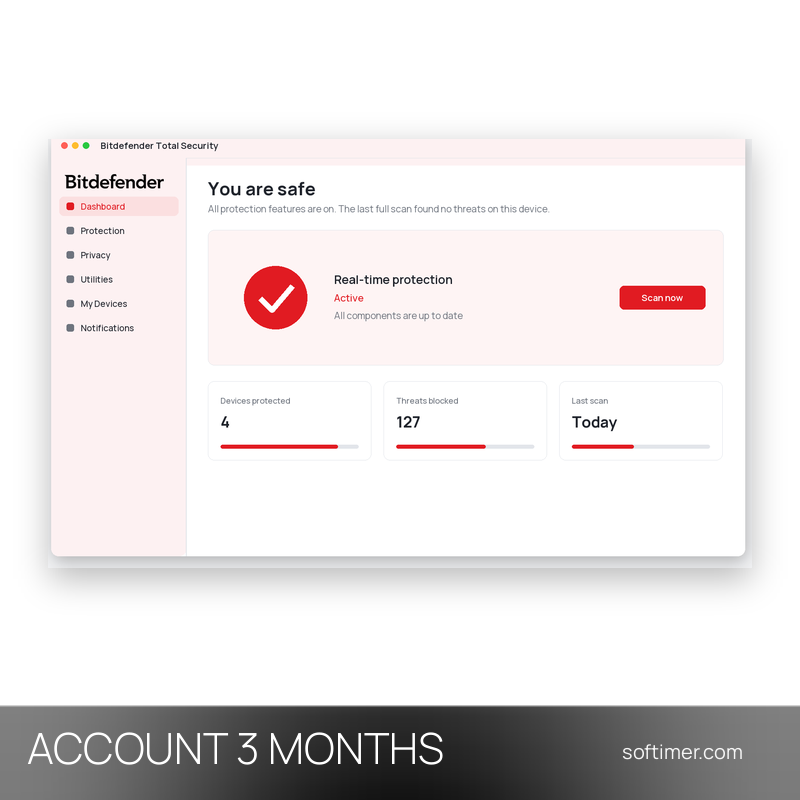 Bitdefender Total Security - 3 dispositivi / 3 mesi - ACCOUNT