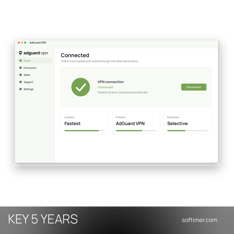 AdGuard VPN - Lizenzschlüssel 5 Jahre / 10 Geräte - Multiplattform
