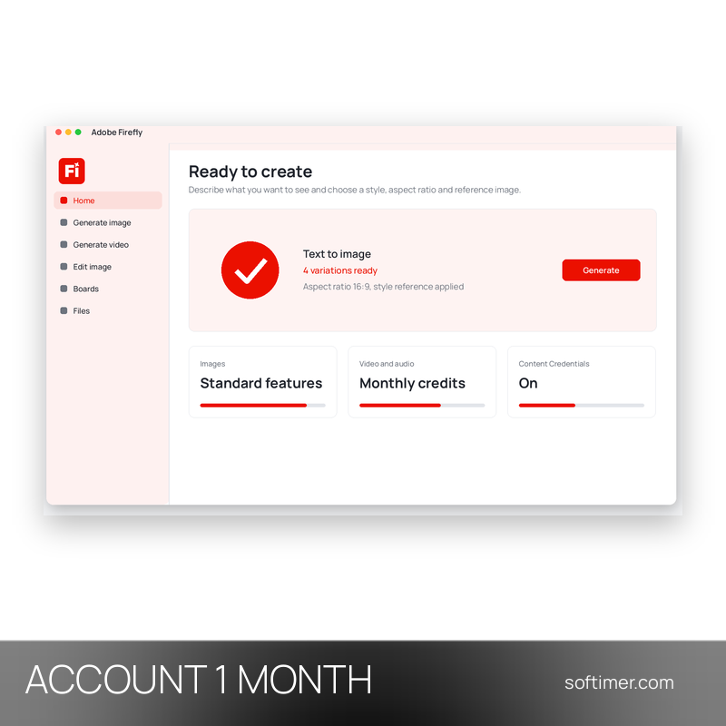 Adobe Firefly Pro - 1 mois - ACCOUNT