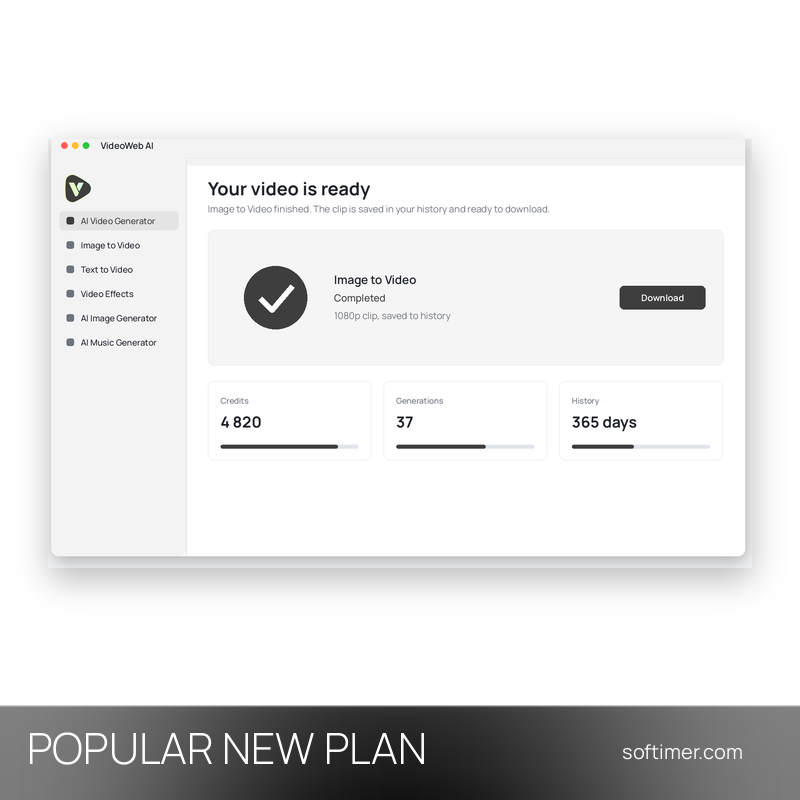 VideoWeb AI Popular - NOUVEL ABONNEMENT sur votre e-mail 1 mois - Web