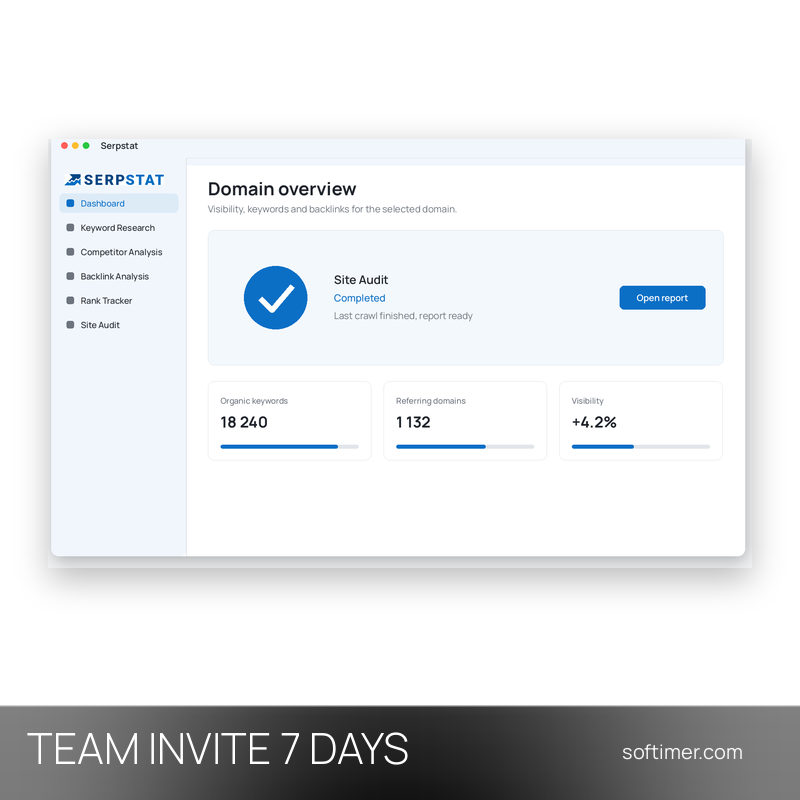 Serpstat - 7 Days TEAM INVITATION - Web