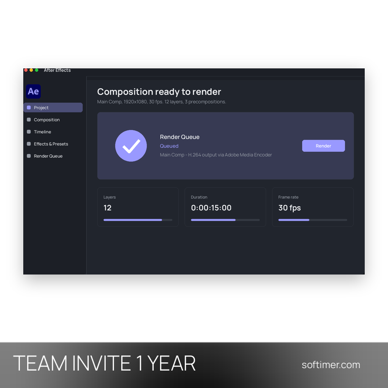 Adobe After Effects - INVITO NEL TEAM 1 anno / 2 dispositivi - Mac / Windows