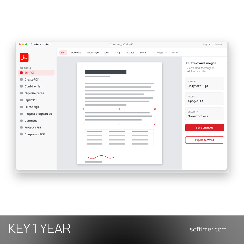 Adobe Acrobat Pro - Lizenzschlüssel 1 Jahr - Android / iOS / Mac / Windows