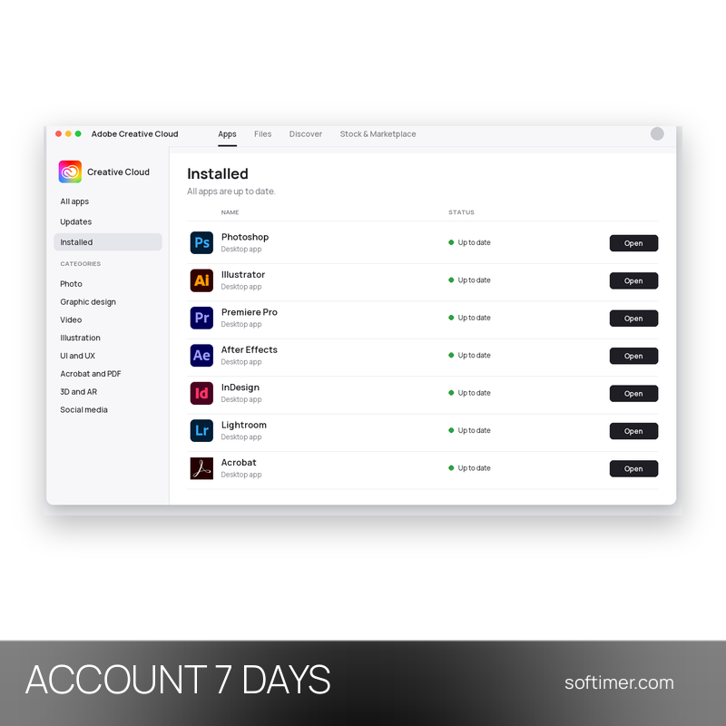 Adobe Creative Cloud - 7 jours - ACCOUNT