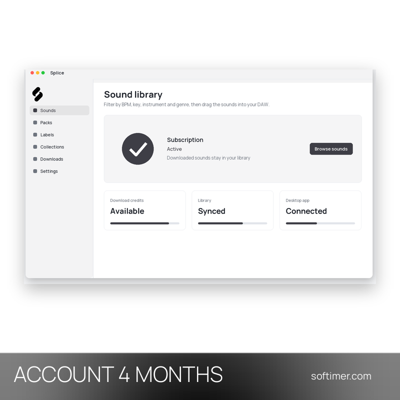 Splice Sounds+ - 4 mois - ACCOUNT