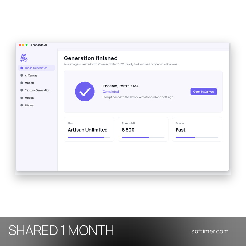 Leonardo AI Premium Unlimited - 1 месяц - Общий ACCOUNT