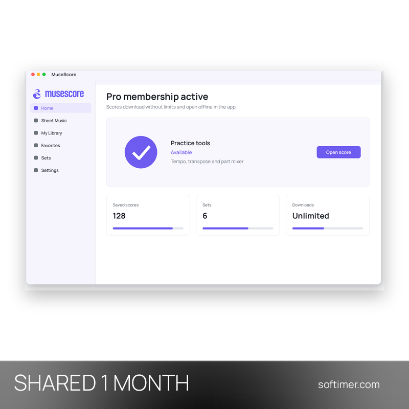 MuseScore Pro - 1 Month - Shared ACCOUNT
