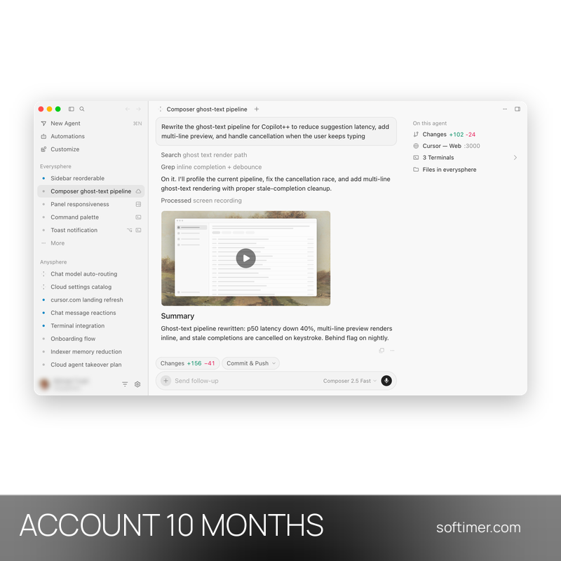Cursor Pro - 10 Months - ACCOUNT