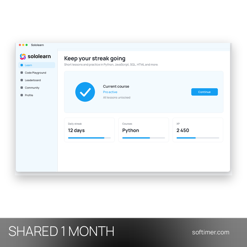 Sololearn Pro - 1 mese - ACCOUNT condiviso