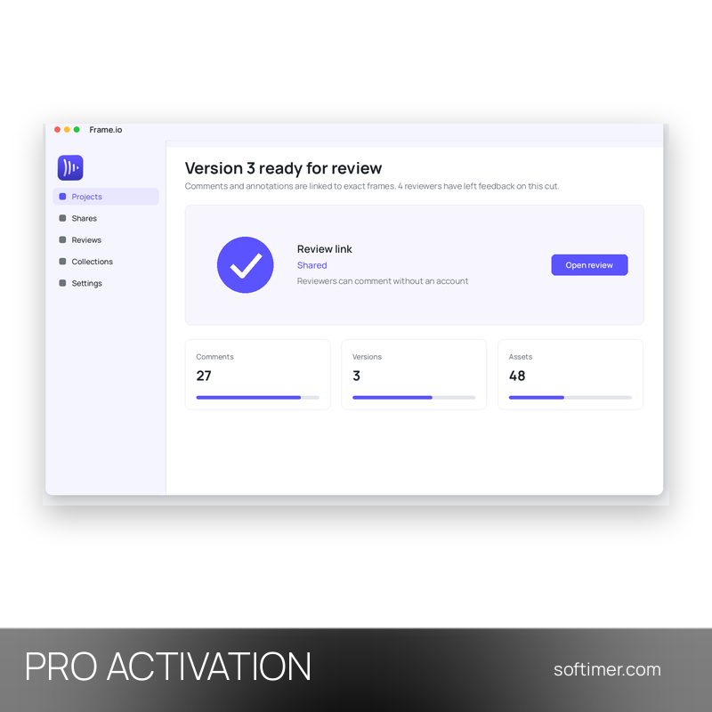 Frame.io Pro - AKTIVIERUNG auf Ihrem Konto 1 Monat - Web