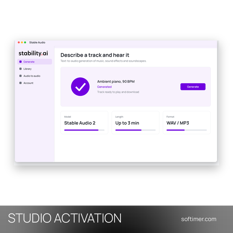 Stable Audio Studio - 1 Month ACTIVATION on your account - Web