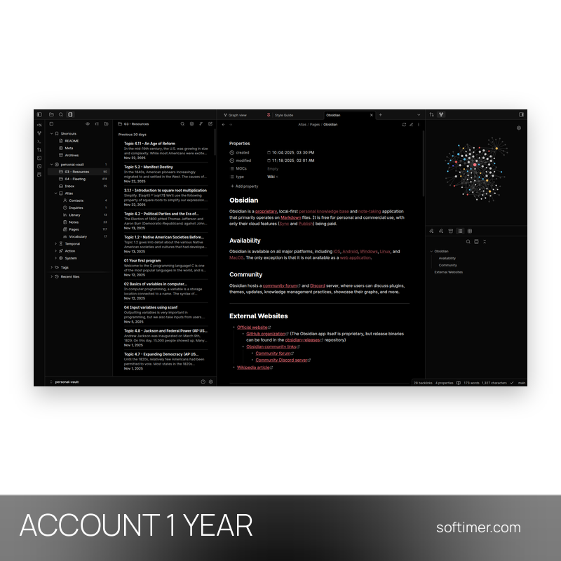 Obsidian Sync - 1 год - ACCOUNT