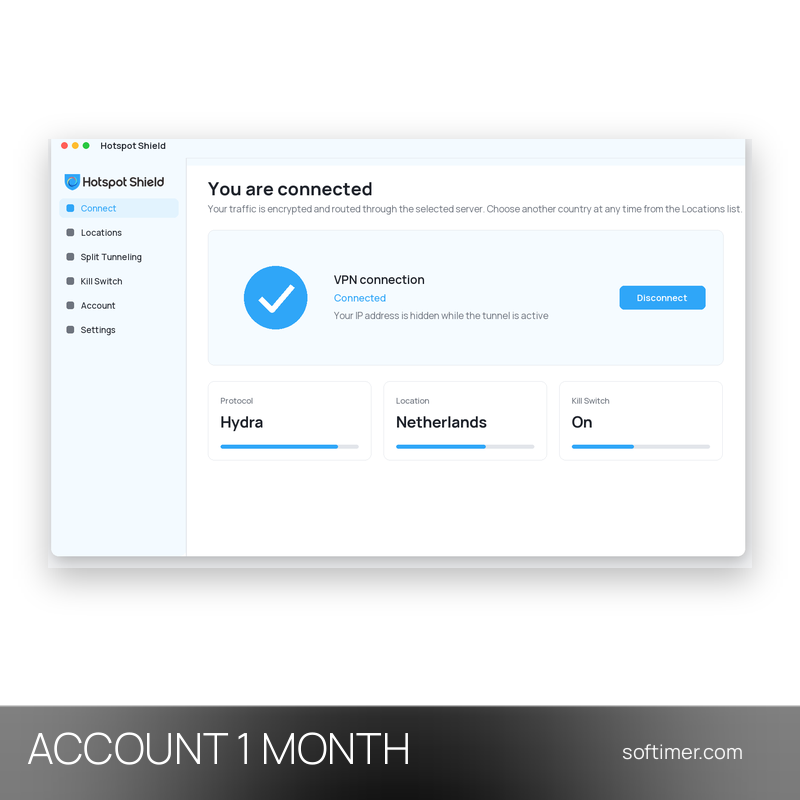 Hotspot Shield VPN Premium - 1 mois - ACCOUNT