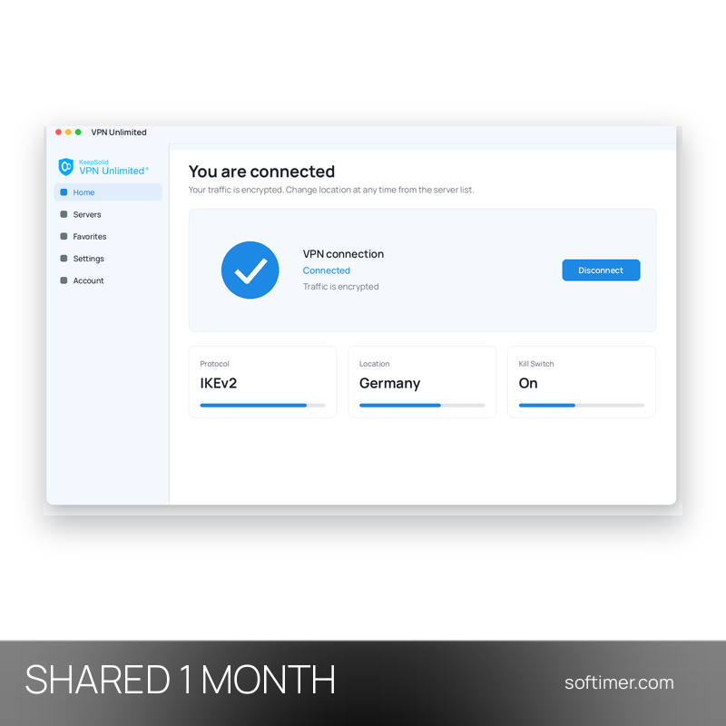 KeepSolid VPN Unlimited - 2 устройства / 1 месяц - Общий ACCOUNT