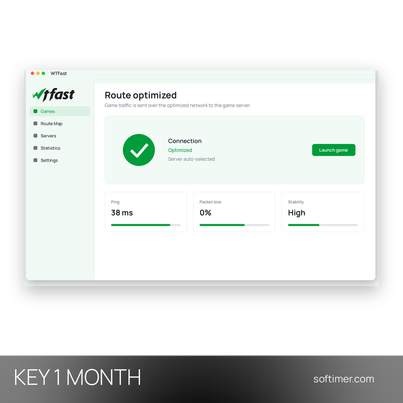 WTFast Advance - Lizenzschlüssel 1 Monat - Windows