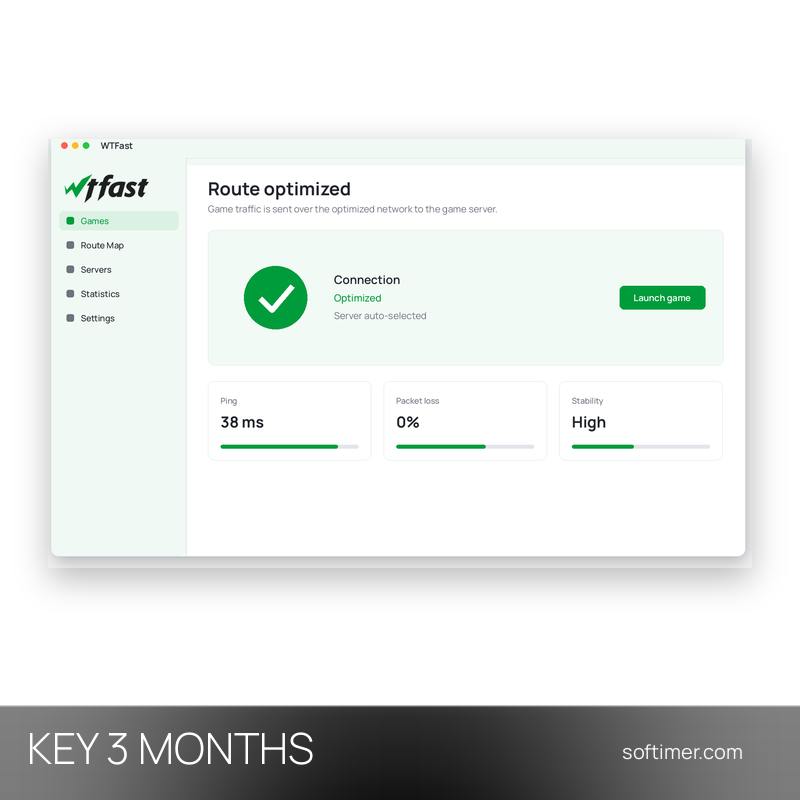 WTFast Advance - Lizenzschlüssel 3 Monate - Windows