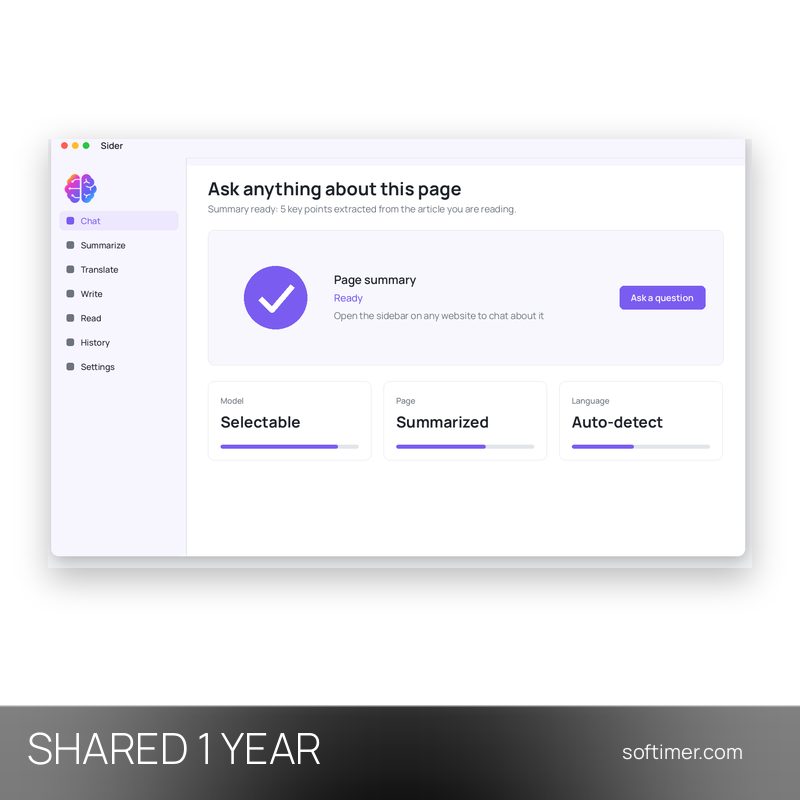Sider AI - 1 Year - Shared ACCOUNT