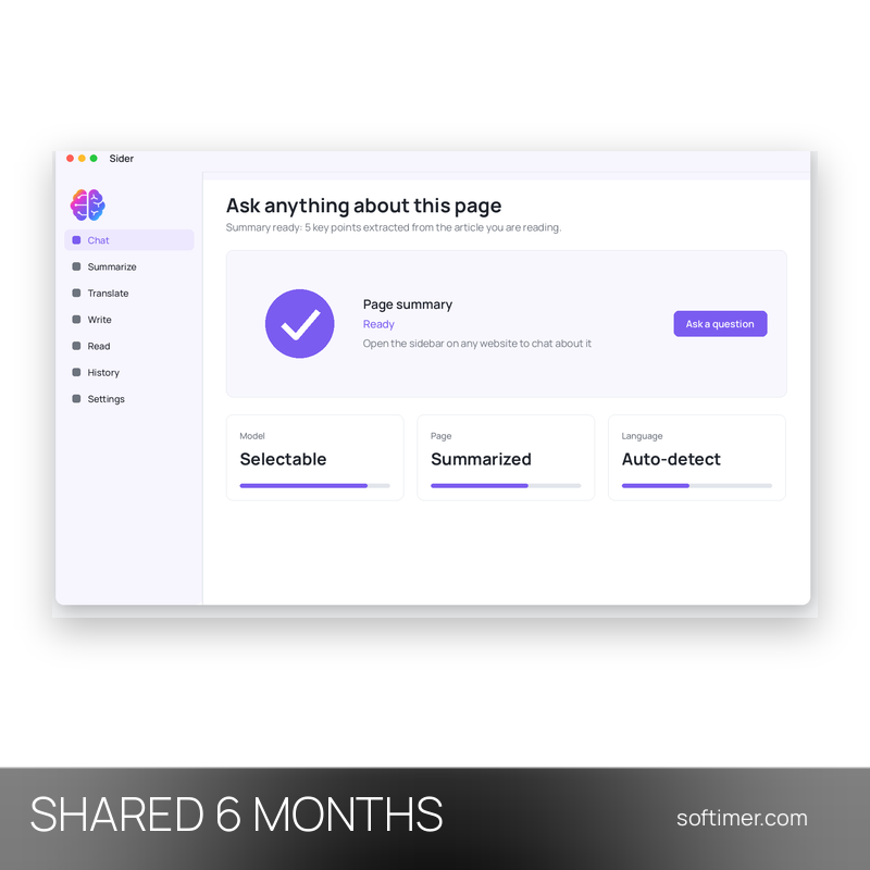 Sider AI - 6 Months - Shared ACCOUNT