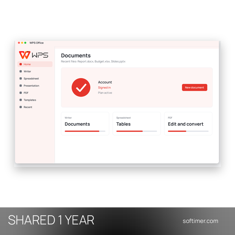 WPS Office Premium - 2 устройства / 1 год - Общий ACCOUNT