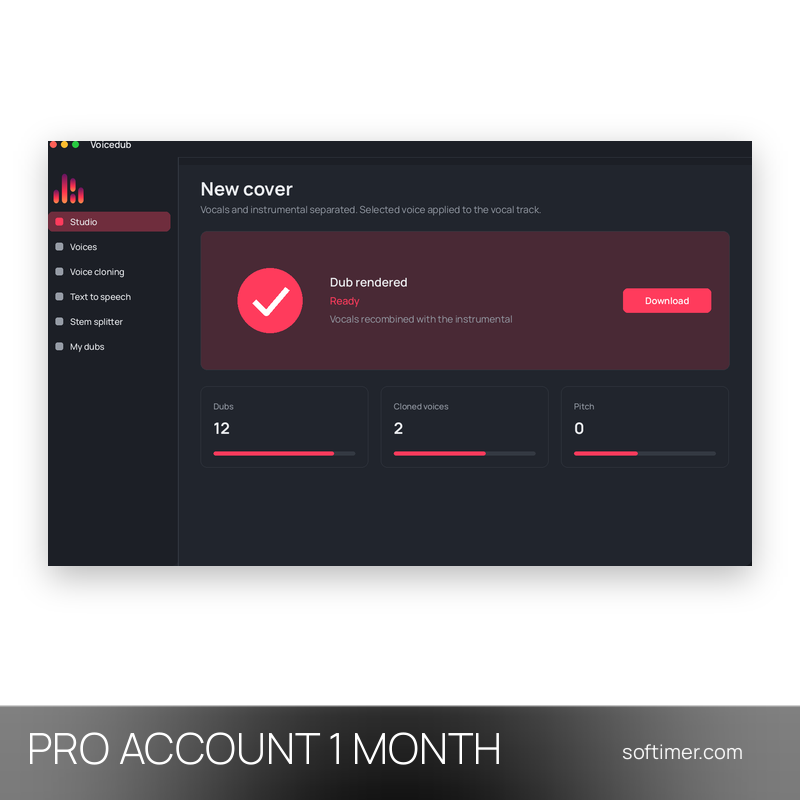 Voicedub AI PRO - 1 месяц - ACCOUNT