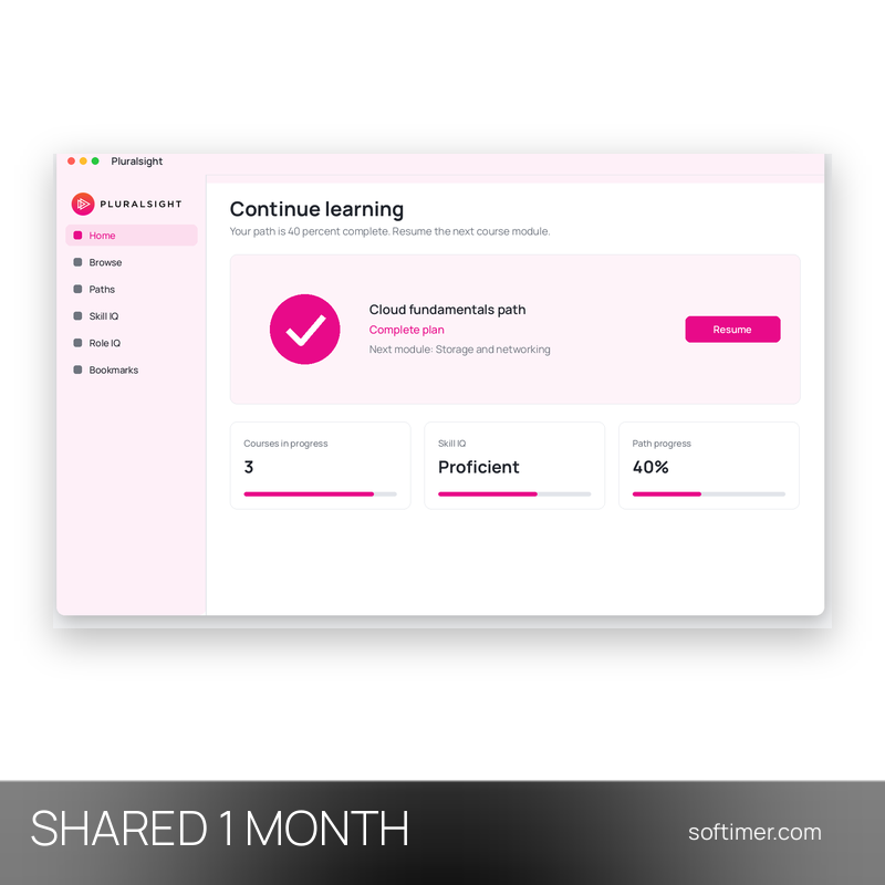 Pluralsight Complete - 1 Monat - Geteilter ACCOUNT