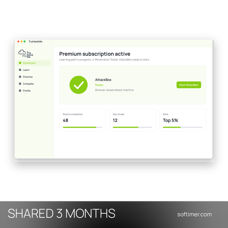 TryHackMe Premium - 3 Months - Shared ACCOUNT